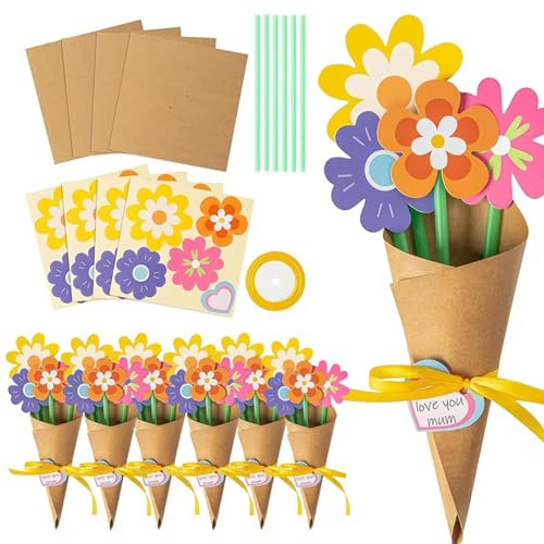 AOOTUERL Kit Artigianale di Fiori per Bambini, 1 Set Kit Per La Produzione Di Fiori Per Bambini, Fai da Te Lavoretti Creativi Giocattolo Regalo per Ragazze, per Bambini dai 6 7 8 9+ Anni