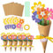 Blumenstrauß Bastelset Kinder Blumen Papier Kreativset, Muttertag Blumen Basteln für Kinder, Happy Mother's Day Greeting Card, DIY Blume Papierbastelset Kunsthandwerk Geschenk, für Fun Aktivitäten