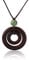 Wooden Double Circle Pendant Ceramic Beads Necklace Ethnic Brown Rope Necklace Clever design