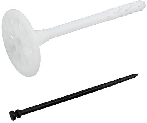 AERZETIX - Ensemble de 25 Chevilles d'isolation à Frapper Ø10x140 mm + 25 Clous 145 mm - en Nylon - Fixation de Panneaux Isolant Plaque Thermique polystyrène extrudé expansé