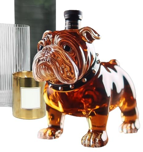 Bulldog Whiskey Decanter, Whiskey Bottle, Liquor Glass Decanter, Red Wine and Beer Displays Liquor Container, Large Capacity, for Bachelor Events, and Weddings