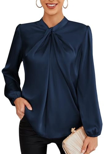 GRACE KARIN Damen Business Top Langarm Herbst Bluse Party Bowtie Oberteil