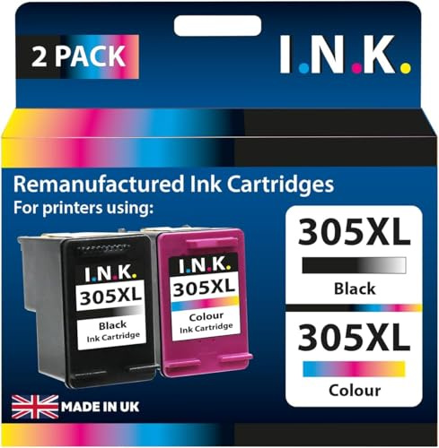 I.N.K. 305 XL Ink Cartridges 2 Pack Black & Tri-Colour Compatible with HP DeskJet 2720, 2723, 2724 DeskJet Plus 4110, 4130 Envy 6010, 6020, 6022, 6030, 6032, Envy Pro 6420, 6430, 6432