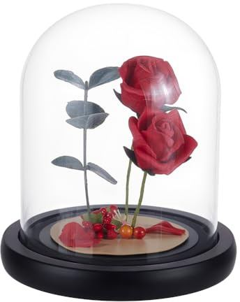 UNICRAFTALE Cloche en Verre Transparent de 17 cm Avec Socle Noir Artisanal Cloche Antique pour Décoration de Succulentes Lumières Féeriques Photos Médailles