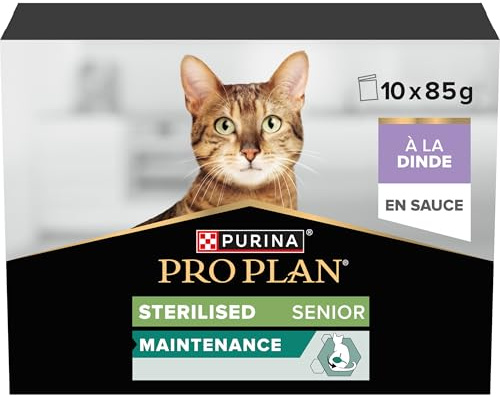 PRO PLAN Maintenance Sterilised Senior 7+, 40er Pack (4 x 10 x 85g) | Katzenfutter nass, für sterilisierte Katzen, reich an Truthahn