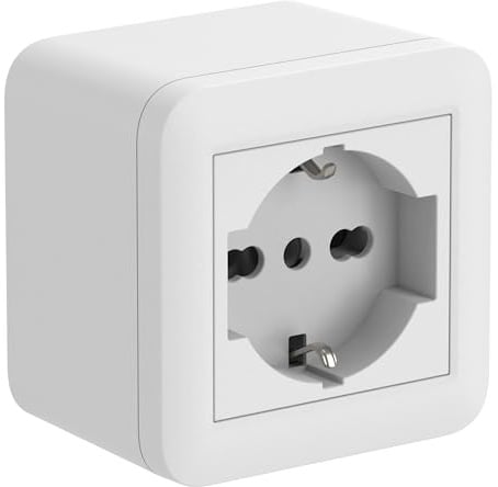Electraline 60472 Contenitore da superficie FIXA con presa P40 (Schuko+10/16A), Bianco, IP40, compatibile per installazione con tubo rigido e canalina