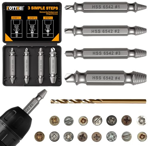 Lot de 5 extracteurs de vis endommagées, modèle amélioré HSS 6542, dureté de 63 à 65 HRC, outil d'adhérence pour l'extraction de vis, jeu d'embouts universel à double extrémité pour vis endommagées