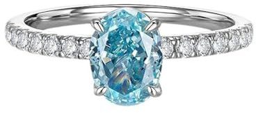 Tolldek Weißgold 14K Freundschaftsringe, 4 Klaue Pärchen Ringe mit Aquamarin Hellblau Ovalschliff, Echte Goldschmuck Ring mit Diamant 14K Gold, Gr.54 (17.2)