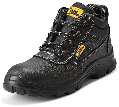 BLACK HAMMER Stivali Maschili in Pelle Scarpe Antinfortunistiche Impermeabili S3 SRC Scarpe da Lavoro in Pelle con Punta in Ferro 1007 (46 EU)