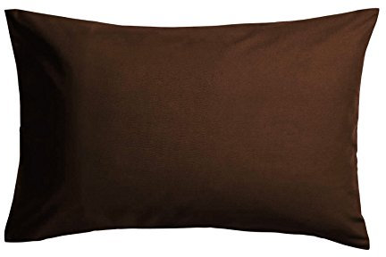 Luxuriöses Spannbetttuch, extra tief, mit Rüschen, in 14 Farben (Kissenpaar, Schokolade)