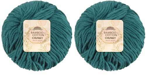 JubileeYarn Bamboo Cotton Chunky Yarn - 100g/Ball - Frozen Tidepool - 2 Balls