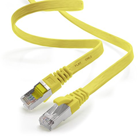 3,0 m - jaune - 1 pièce Câble plat CAT.7 Gigabit Ethernet LAN (RJ45) câble réseau câble brut (10Gbit/s) câble d'installation plat mince compatible avec Cat.5 - Cat.5e - Cat.6