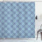 ABAKUHAUS Orientalisch Duschvorhang, Diagonal Klassische Linien, Stoffliches Gewebe Badezimmerdekorationsset mit Haken, 175 x 220 cm, Blau Orange Weiß