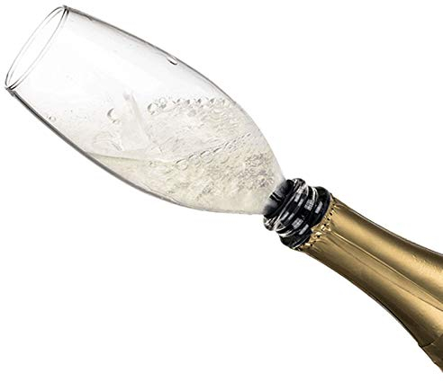 KOSxBO® Flaschenaufsatz aus Hochwertigen Glas mit Silikondichtung ideal als Sektglas-Aufsatz für Party - Mädelsabend