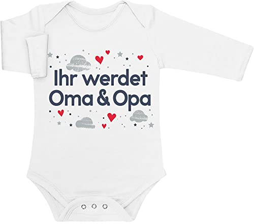 Shirtgeil Baby Body mit Spruch Ihr werdet Oma & Opa Geschenk Langarmbody Baby 0-3 Monate Weiß