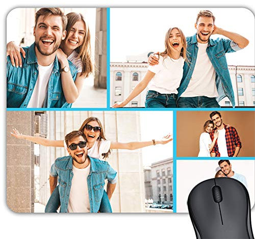 Cus2mize - Alfombrilla de Ratón Personalizada Ordenador con Texto Fotográfico, Alfombrilla Ratón Personalizada, Collage Personalizado Photo 1 Love 0792679600543