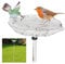 Relaxdays Gusseisen Vogeltränke zum Stecken, mit Erdspieß, Gartendeko, Vogelfutterstelle, Wasserschale 1m hoch, weiß