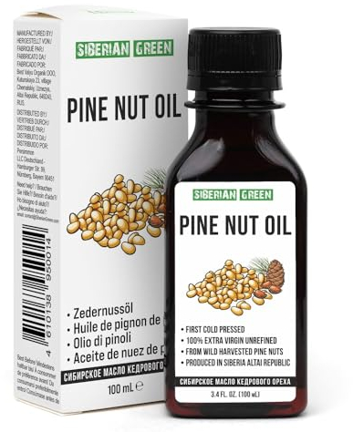 Siberian Pine Nut Oil 3.4 fl.oz/ 100ml Raw Unrefined Extra Virgin First Cold Pressed from Wild-harvested Pine Nuts