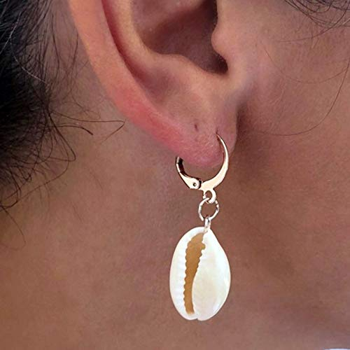 TseenYi Muschel-Tropfen-Ohrringe, goldfarben, baumelnd, Kaurimuschel-Charm-Ohrringe, Sommer-Ozean-Ohrringe, Schmuck für Damen und Mädchen (Gold)