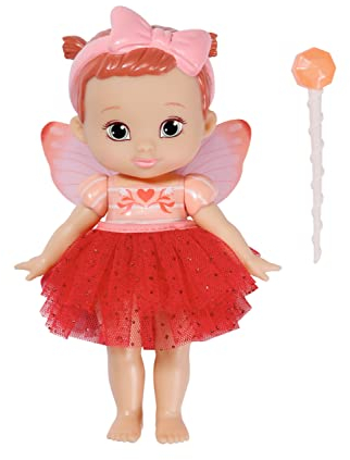 BABY born Storybook Fairy Poppy 18 cm, Feen-Puppe mit flatternden Flügeln, Farbwechsel Tattoo, Feenlicht, Zauberstab, Kulisse und Bilderbuch, 831823 Zapf Creation