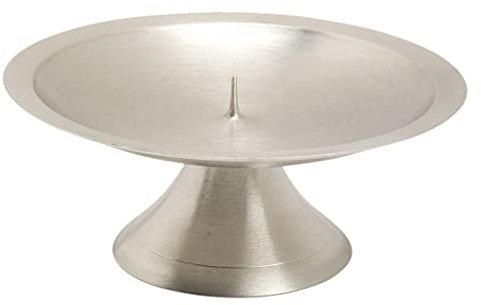 NKlaus Scheibenleuchter Ø13cm Messing Silber Kerzenleuchter matt Altarleuchter mit Dorn 10727