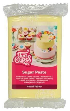 FunCakes Rollfondant Pastel Yellow: Einfach zu verwenden, glatt, flexibel, weich und biegsam, perfekt zum Dekorieren von Kuchen, halal, koscher und glutenfrei, 250 g