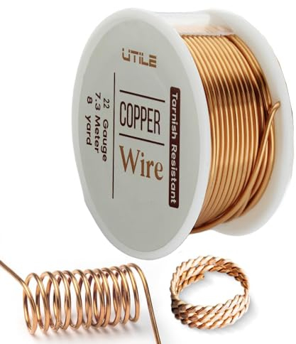 UTILE 22-Gauge Soft 99% Copper Wire, 90 ft /30-Yards, Jewelry, Beading and Craft Wire, Tarnish Resistant for Jewelry Making, Making Hobby Craft, Decorations, Floral Décor - Copper (1 Pack)