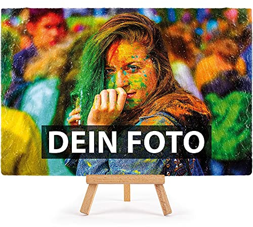 PR Print Royal Schiefersteinplatte selbst gestalten - Schiefertafel mit eigenem Foto oder Wunschtext - inkl. Holz-Staffelei, außergewöhnliches Fotogeschenk 20x30 cm