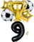 Jxuzh Fussball Geburtstag Fußball Party Deko Zubehör Fußball Geburtstagsdeko Jungen Luftballon 9. Geburtstag junge Soccer Party Fußball Ballons Deko Stern Ballon Golden Fußballfan Kindergeburtstag