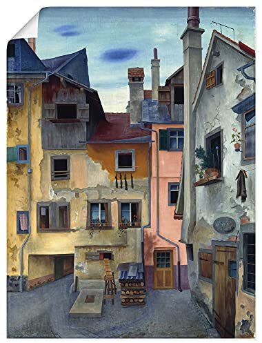 ARTLAND Wanddeko Poster & Kunstdrucke Wandposter 60x80 cm Hochformat Architektur Gemälde Stadt Bayern Alte Häuser in Lindau Rudolf Wacker U2OY