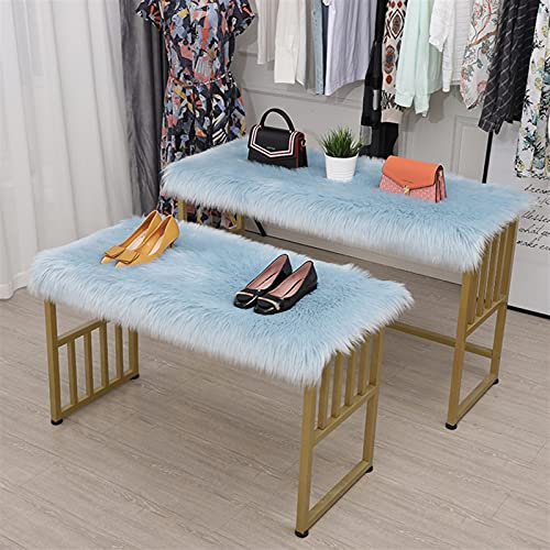 Lifup Kunstfell Matte für Stuhl Sofa Tisch, Faux Lammfell Teppich für Wohnzimmer Schlafzimmer Kinderzimmer Esszimmer Quadrat Blau 40x40cm