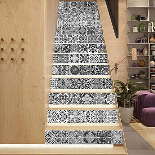 13 Stück Fliesenaufkleber, Treppenaufkleber, Fliesenaufkleber, 3D-Motiv, Grau, Wanddeko, Treppe, aus PVC