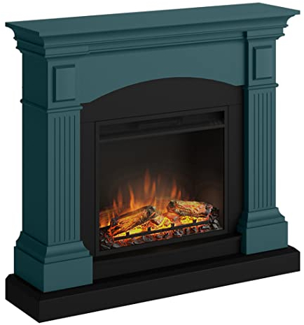 TAGU Magna Elektrokamin – Elektrischer Standkamin mit Heizung, 1500W, 7-Tage Programmierbar, Digital Thermostat, Fernbedienung (Zartes Türkiser)