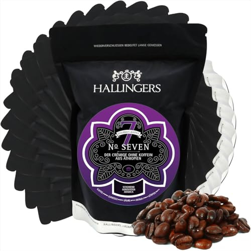 Hallingers Genuss Manufaktur Koffeinfreier Kaffee Geschenk-Set - schonend langzeitgeröstet bei niederen Temperaturen ohne Koffein 10x No. Seven aus Äthiopien, Geschenkidee für Frauen Männer