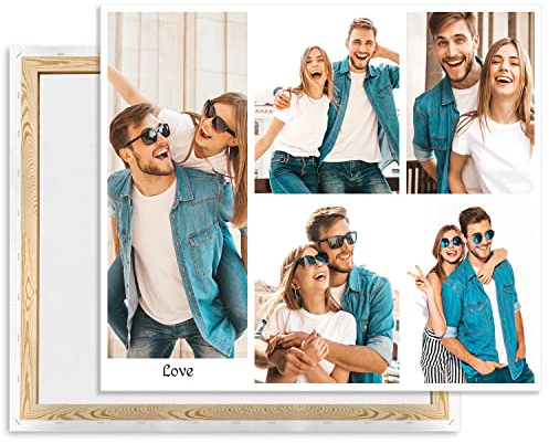 Ferocity Leinwand bild mit fotos selbst gestalten 80 x 60, eigne 5 Fotos und Text auf Leinwand drucken Lassen, Fotogeschenk, Wandbild mit Wunschmotiv personalisiert Querformat [128]