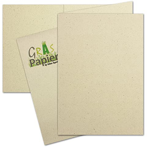 50x ÖKO Faltkarte aus Graspapier DIN A6-10,5 x 14,8 cm - Recycling Papier 280 g/m² - Umwelt Bastelpapier für Einladungen und Grußkarten - Glüxx Agent