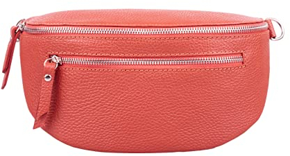 Marco VENEZIA Bauchtasche Leder Damen Crossbody Bag Damen Gürteltasche Damen Umhängetaschen Damen Kleine Umhängetasche Damen Crossbody Bag Damen Breiter Gurt (Rot)