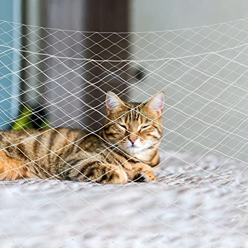 Katzennetz, Fallzaun, transparentes Nylon-Haustiergeflecht, 8 x 3 cm, für Sicherheit von Hunden und Katzen auf Balkon/Treppen/Fenster