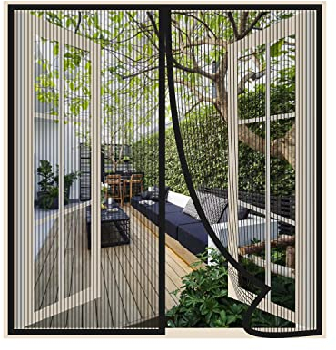 Risareyi Magnet Fliegengitter Fenster 65x75cm, Schwarz Atmungsaktiver Masche Fliegengitter Balkontür Ohne Bohren Moskitonetz Fenster Insektenschutz Tür, Automatische Schließung