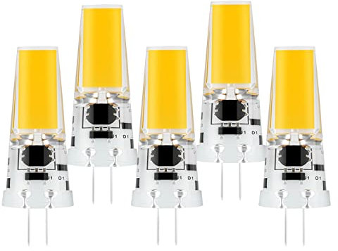 G4 5W LED Birne, Ersetzt 30W Halogenlampen, AC/DC 12-24V Warmweiß 3000K, 400lm, Dimmbar Kein Flackern, 360° Abstrahlwinkel, 5er Pack (Color : Warm White 3000k)