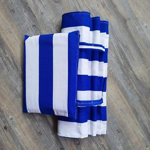 Ersatz-Stoff-Stuhl-Oberfläche für Garten, Terrasse, Liegestuhl, Strand, Outdoor, Camping, Klappstuhl, Oxford-Leinen, 115 x 43 cm, Farbe: Blau und Weiß
