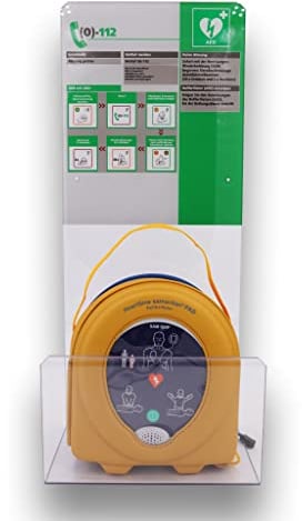 Notfallretter.de® Set Defibrillator AED PAD360P mit Erste Hilfe Acrylglaswinkel & AED-Standortwinkel