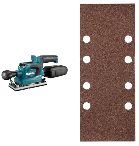 Makita DBO380Z Akku-Schwingschleifer 18V (ohne Akku, ohne Ladegerät) & kwb 30 Stück Schleifpapier Professional (93 x 230 mm, gelocht Typ-B, Körnung 40/80/120/180, für Holz, Metall & Farbe)