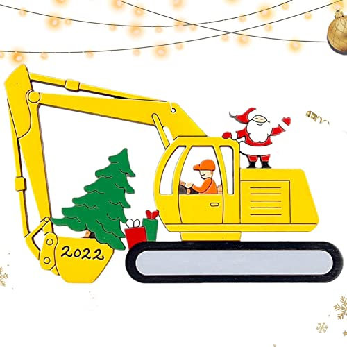Weihnachtsbaum hängende Anhänger - Weihnachtsbaum-Bagger-Anhänger - Weihnachtsdekoration aus Holz für Weihnachtsfeier, Familie, Heimbüro, Bäume