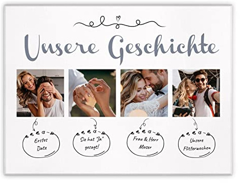 Maverton Leinwandbild mit eigenem Foto, personalisiertes Foto Leinwand | Mit Holzrahmen, Größe 30x40 oder 50x70, Fotoleinwand Collage, Fotobild auf Leinwand für Paar, Geschichte, 30 x 40 cm