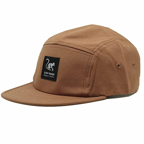 Verstellbare Strapback-Kappe – klassische Jockey Cap – Baseballkappe für Herren/Damen mit 5 Paneelen Surf Monkey®, Erde, One size