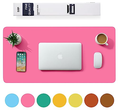 Multifunktionales Office Mauspad,BUBM 80 x 40 cm wasserdichte Schreibtischunterlage aus PU-Leder,Ultradünnes Mousepad,rutschfeste Schreibtischmatte, für Büro und Zuhause-Rose