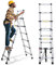Cecaylie Aluminium Teleskopleiter 1,7m+2,0m, 5 + 6 Stufen Anti-Rutsch Klappleiter Leiter Ausziehbar mit Handlauf, für Wände streichen, bis 150KG, Silber