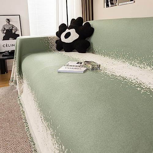 Homxi Sofa Überzug Zweisitzer,180x280CM,Couchbezug Farbverlauf Sofa Überzug Chenille Sofa Handtuch Grün Sofabezug