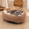 Nyescasa Hundebett Katzenbett mit Kapuze Hundematte Katzenschlafplatz Hundesofa Katzensofa Hundekörbchen Katzenkissen Hundekissen Runde Waschbar Rutschfest für Kleine Hunde Katzen Braun 40*40*22cm